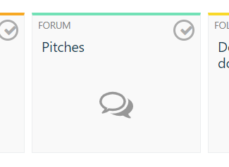 Example of a forum tile entitled 'Pitches'. It has the words 'Forum' and 'Pitches'.